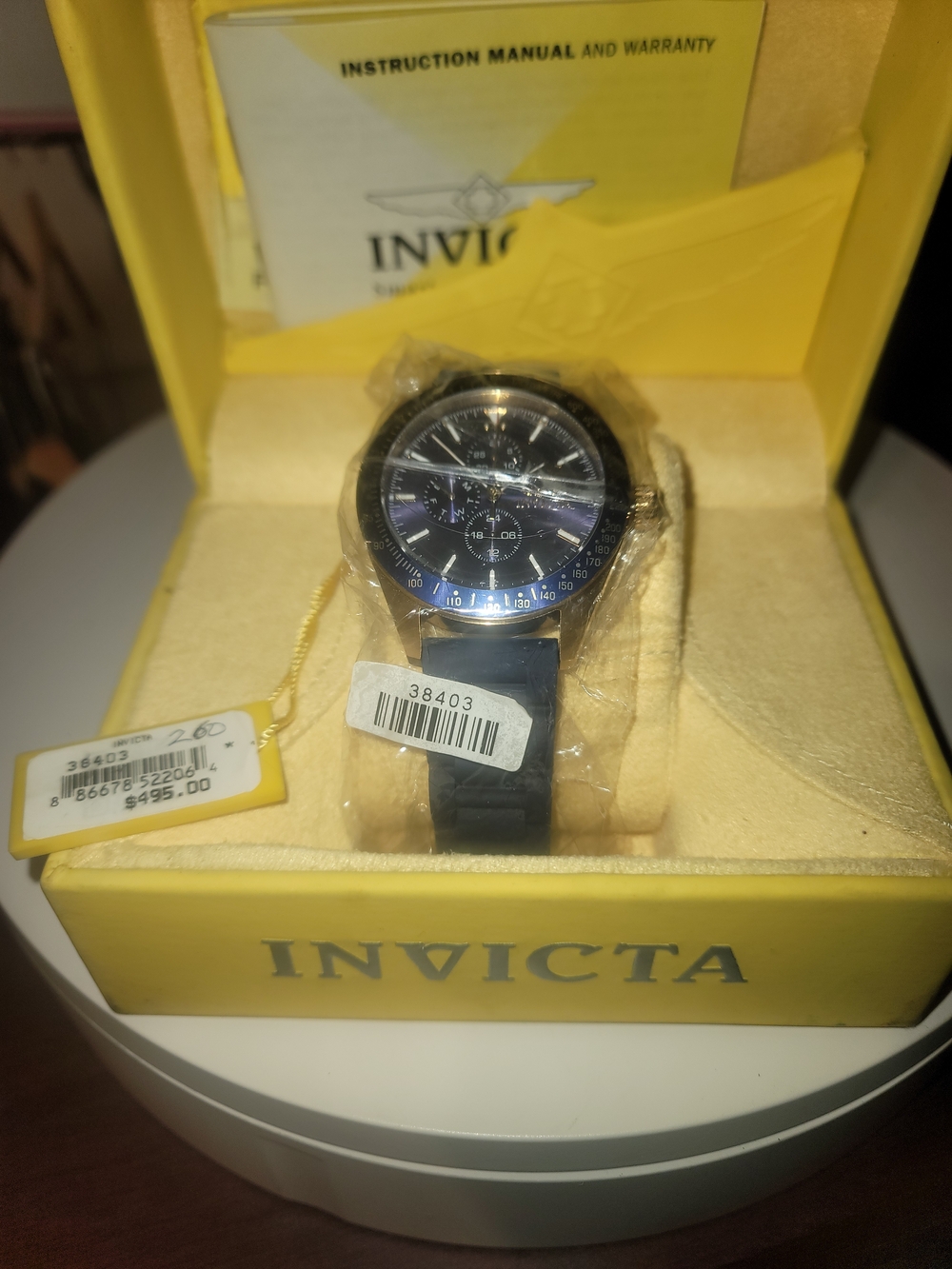 Invicta Blue and White w/Gold Accents Branded Watch